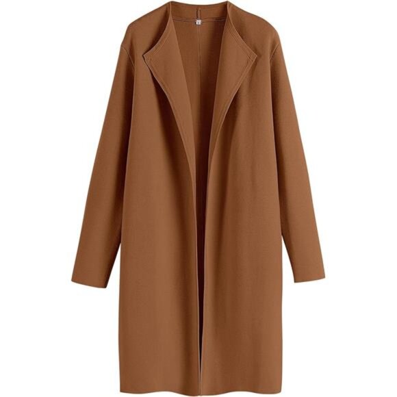 Women's Long Cardigans Sweater Blazer Jacket Coat Camel - Picture 1 of 7